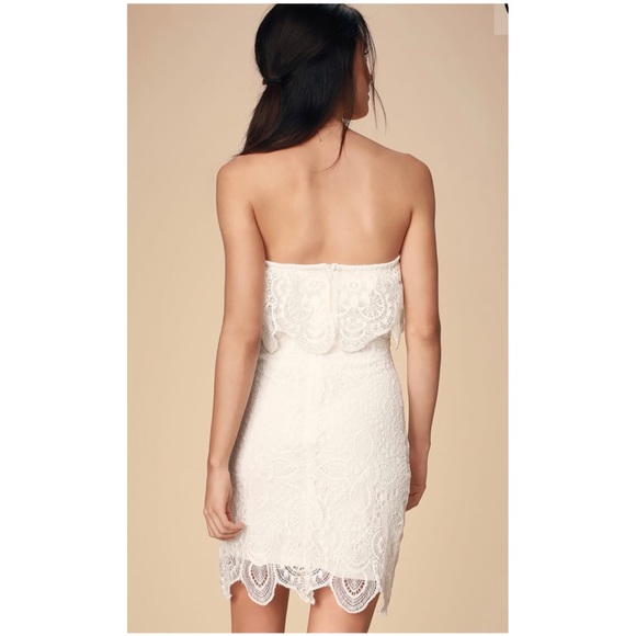 SOLD BB Dakota White Lace Strapless Mini Dress - Picture 3 of 8